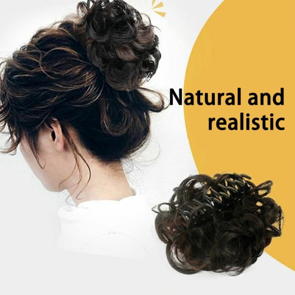 Clip In Hair Messy Bull Hair Extensions Updo Scrunchie Hairpiece brown black 1pcs