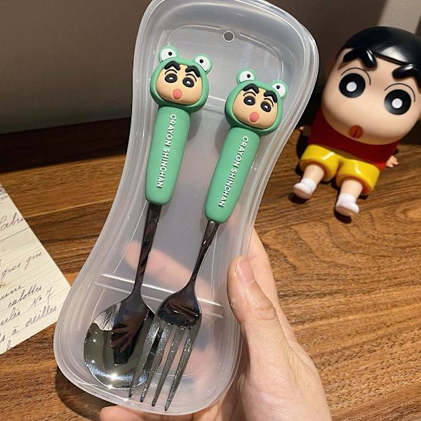 Crayon Shin Chan Sked och Gaffel Bestickset Rostfritt Stål Vagn red one set