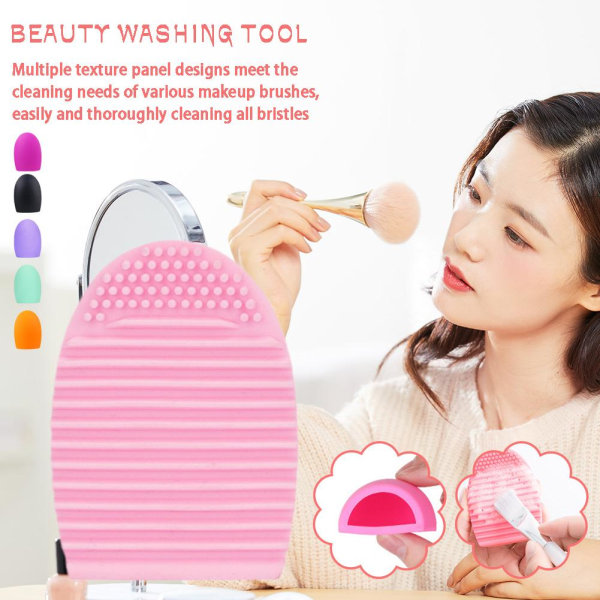 【TORSK】 Makeup Brush Cleaner Brush Ägg Silikon Material Skönhet var black 1pcs