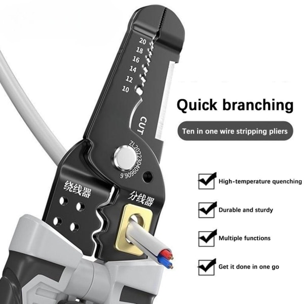 Heavy Duty elektrisk kabel Trådskärare Elektriker Tång Stripe grey one-size