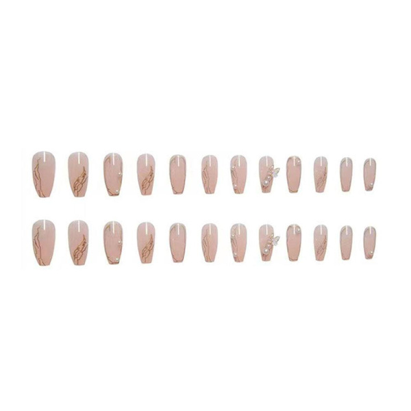 24 st falska naglar set med lim långa naglar skönhet DIY nagelkonst Ar 1 one-size