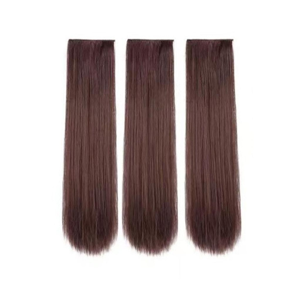 3PCS Peruk Hårförlängningar Kvinnor Långt Hår Peruk Sömlös Rak S dark brown 50cm