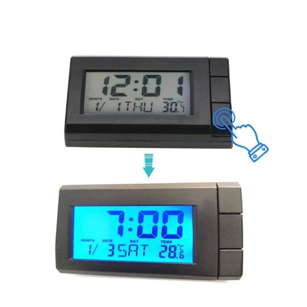 2-i-1 Digital LCD Elektronisk Klocka Termometer Bilklocka Noctilucent Dec ` red 1pcs