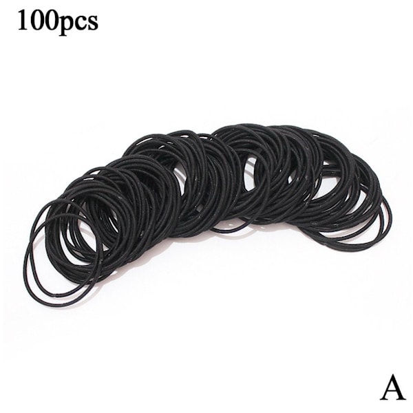 Enkel liten cirkelhårrep ung flicka hög elastisk läderhå black one-size