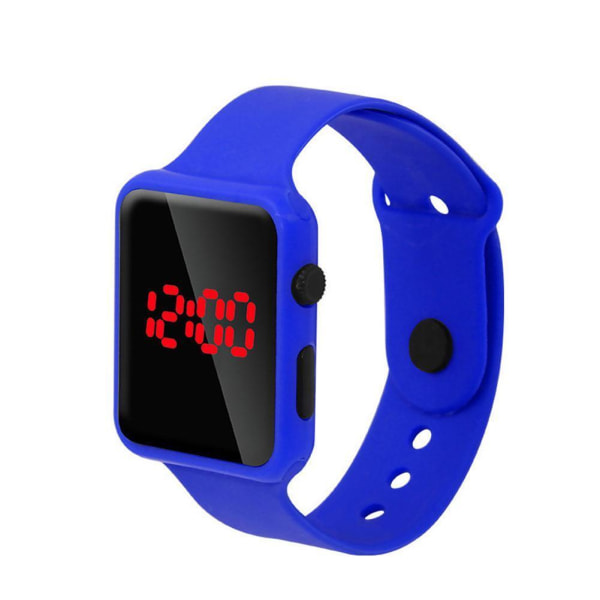 Mode fyrkantig LED digital watch Unisex silikon armband handled Blue One size