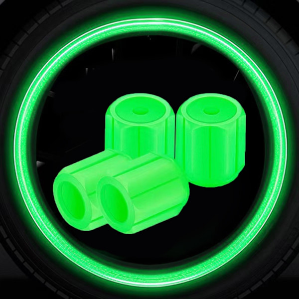 Fluorescerande Ventilkåpor för Däck, Självlysande i Mörkret Green 4pcs