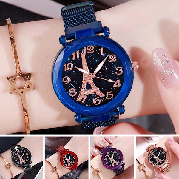 Klocka för kvinnor Mode Paris Tower Bälte Quartz Klockor Lyx Ana Rose Gold One size