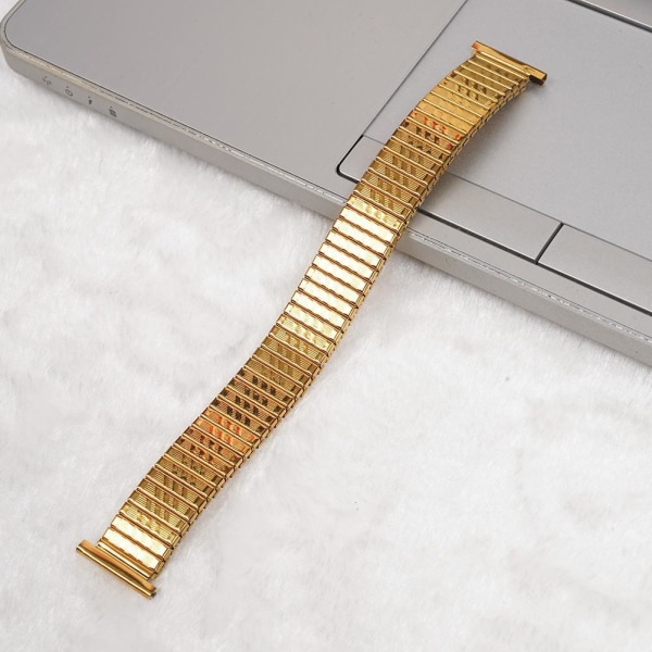 Stål Stretch Expansion Watch Band Strap Armband Nice gold 20mm