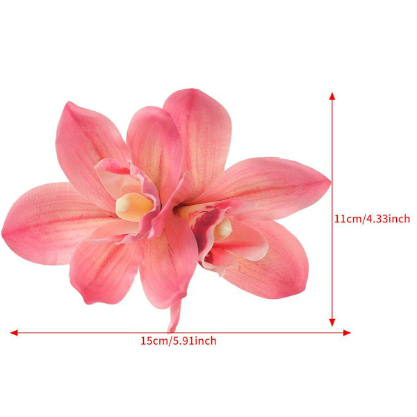 Hårklämma med konstgjord blomma, bohemisk hårnål med blomma, hårnålar med konstgjord orkidéblomma, hårspänne, håraccessoar red onesize