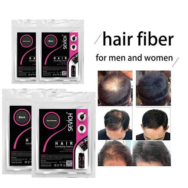 50g/100g Hårbyggande Fibrer Refill Påse Hår Växtfiber Svart Black 50g
