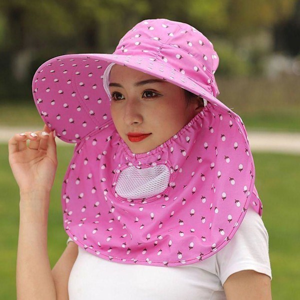 Ansiktsskydd Teplockningshatt Fullt Ansikte Solskydd Hatt Sommar PinkA 1pcs