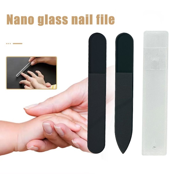 Svart transparent nano nagelfil av polerat glas pointed head 1pcs