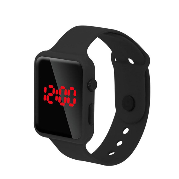 Mode fyrkantig LED digital watch Unisex silikon armband handled Red One size