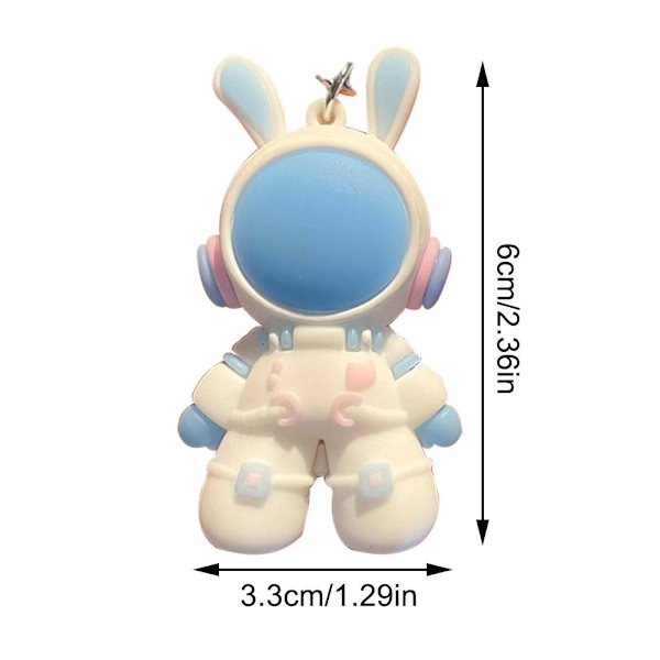 Mode Kawaii Ny rymdastronaut Bunny Doll Nyckelring för kvinnor blue one-size