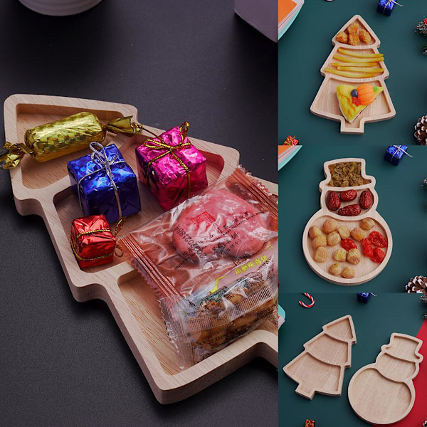 GINTBN Jul Trä Serveringsfat, Julgran Charkbricka snowman 1pcs