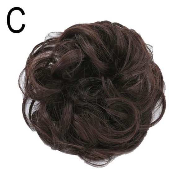 Lockigt, stökigt hårbulle-stycke Updo Scrunchie Falsk Naturlig Förlängning dark brown 13cm