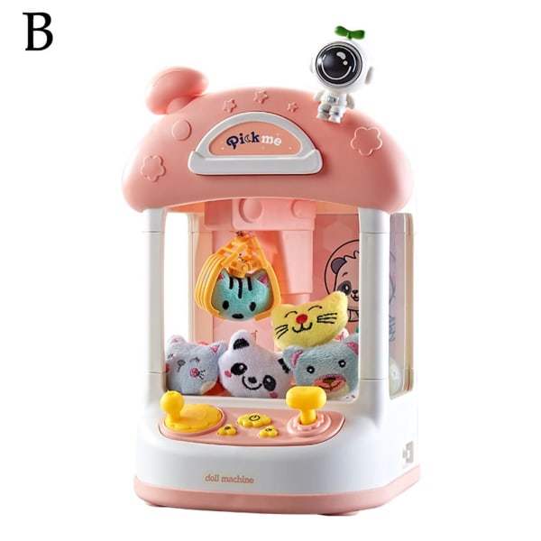 Claw Game Machine Space Theme Mini Vending Electric Claw Catch D pink one-size