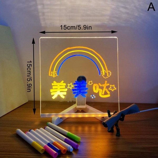 LED-anteckningstavla med färger, akryltorrraderingstavla med ljus 150*150*3mm S