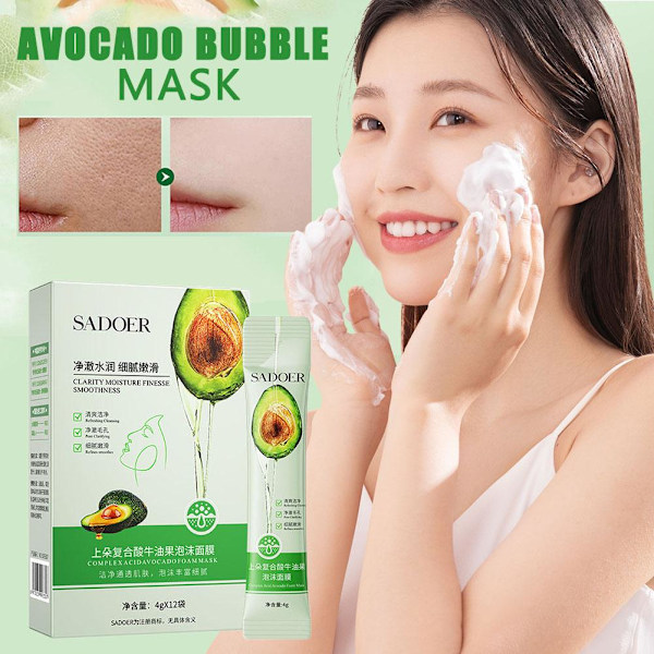 Avokado Bubbelmask Syra Hudrengöring Bubbel Ansiktsskummask