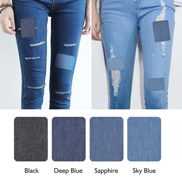 20 st DIY strykjärn på denimlappar jeans kläder reparationskit fyra c Multi-colorB Large