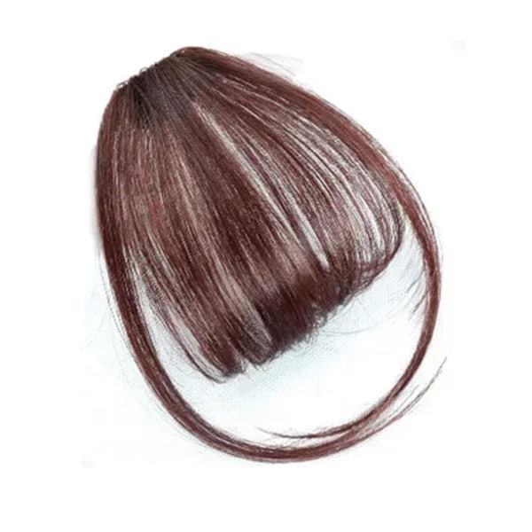 Kvinnor Thin Air Fringe Bangs False Fake Hair Extension Clip on Fr dark brown With sideburns