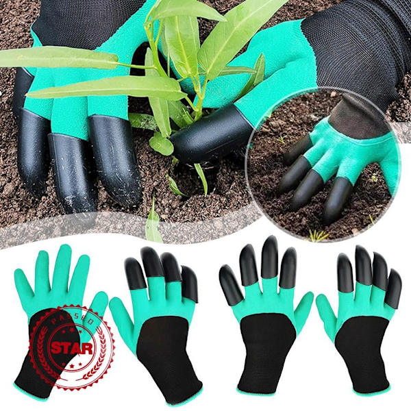 Trädgårdshandske med klor Skyddande fingertoppar Grävande latexhandske Trädgårdsarbete Grävhandskar Z2S5 green B eight claws