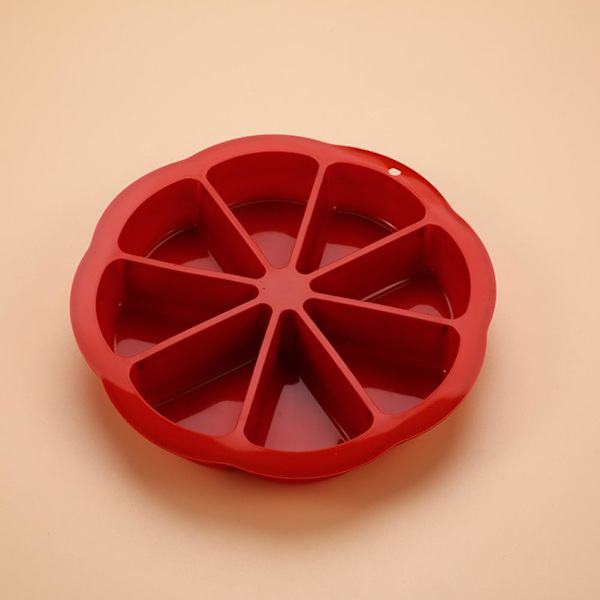 8-triangel rund silikon tårtformsformar Muffin Pizza Baki Baki red one size