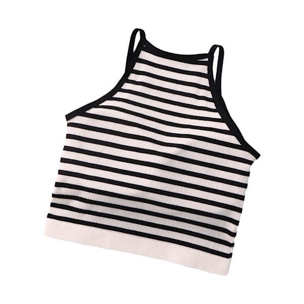 Tanktopp för damer, tråd, avslappnad crop-top med bröstvaddering, randig, ärmlös, het A0 White streak onesize