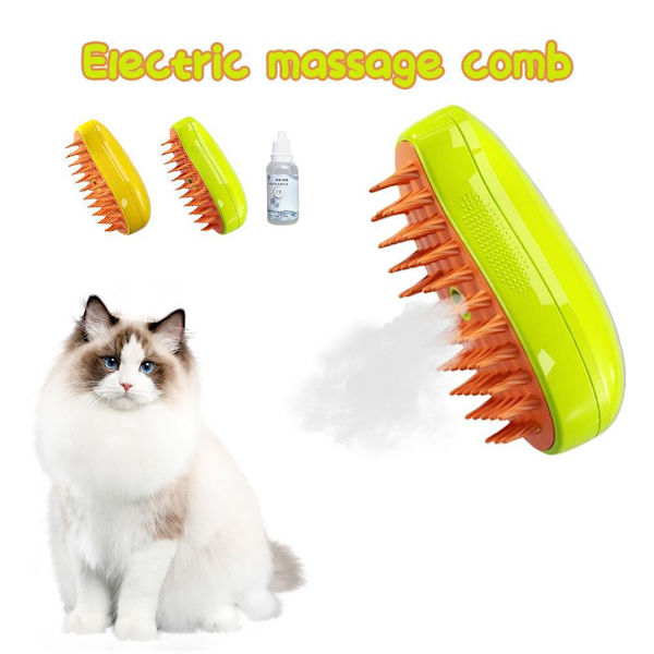 Steamy Cat Brush , 3 In1 Cat Steamy Brush, Självrengörande Steam C yellow one-size