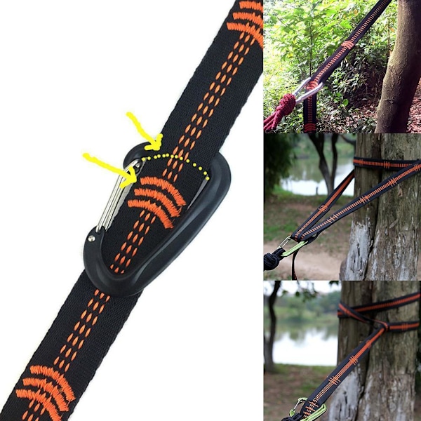 Justerbara trädhängande hängmattsremmar Klättringsrepbälte Hängmatta black 2pcs