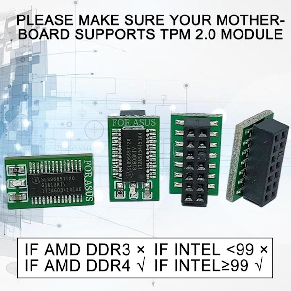 TPM 2.0 Krypteringssäkerhetsmodul Fjärrkort Windows 11 Uppgraderingsmod Ny T3 For MSI 14Pin LPC One-size