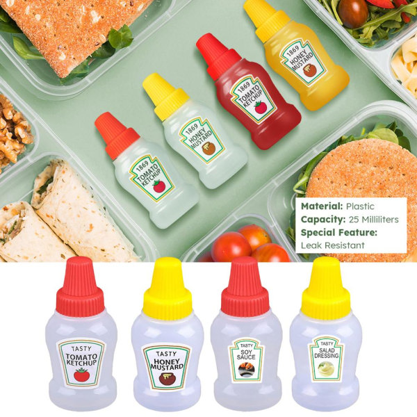 2/4x mini tomatketchup flaska bärbar sås salladsdressing Sq 4pcs 4pcs