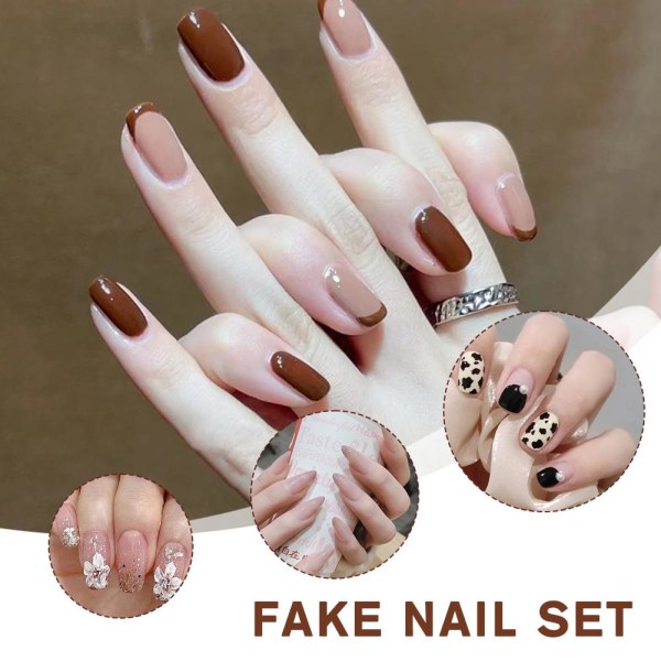 Franskt stil 24-delars set med långa konstgjorda naglar för vacker nagelvård A758  one-size