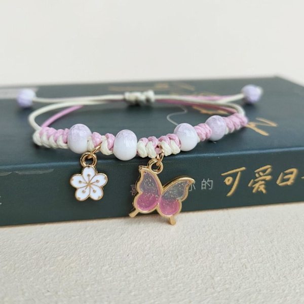Fjärilshänge Armband Sommar Lyckobringande Justerbar Vävda Vänner Pink One size