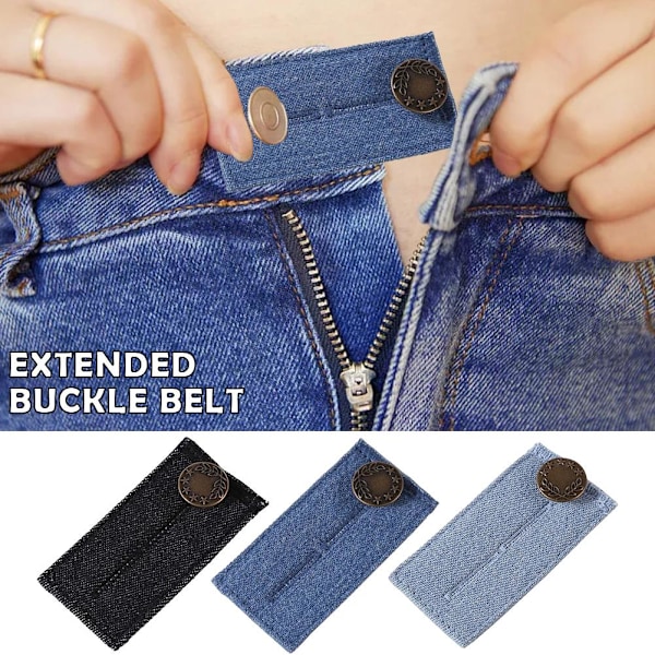 Denim Knappförlängare Spänne Metall Justerbar Snabb~ black One-size