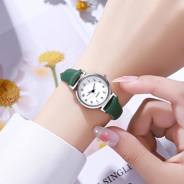 Basic Quartz Watch Dam Small Square Armbandsur Läder Student Green One size