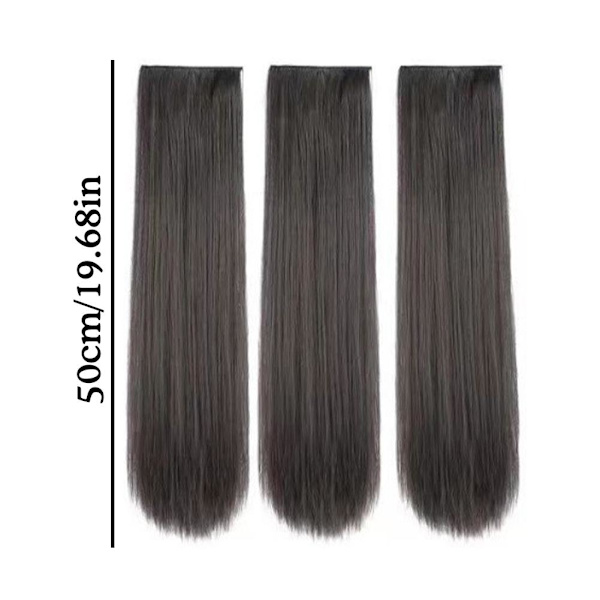 3PCS Peruk Hårförlängningar Kvinnor Långt Hår Peruk Sömlös Rak S natural black 50cm