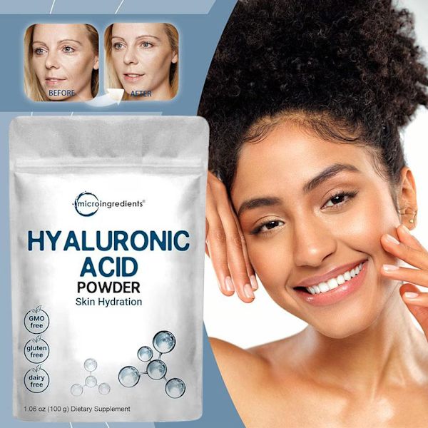 Hyaluronsyra Pulver från Microingredients för Återfuktning av Huden - 30 Gram