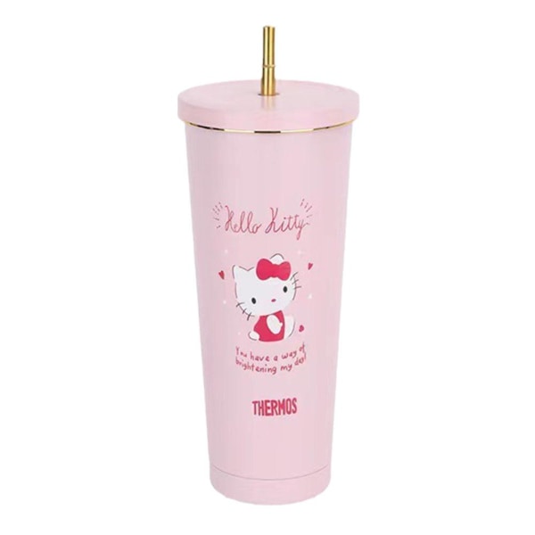 700 ml tecknad söt halmkopp Creative High Capacity Milk Tea Cup Pink 1 700ml