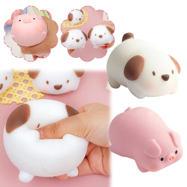 Rolig sensorisk stressleksak, Squishy Toy Rosa gris hundpresenter, nyhet pig one-size