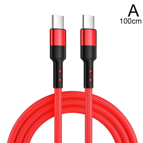 USB C Till USB C Snabbladdare PD 100W Dual Type C Laddnings USB Cab red 1m