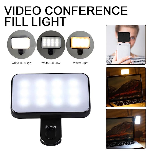 Bärbar Clip-On LED Konferenslampa för Laptop Streaming & Belysning Hot H8 USB 1set