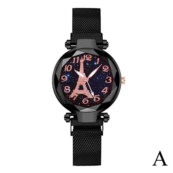 Klocka för kvinnor Mode Paris Tower Bälte Quartz Klockor Lyx Ana Black One size