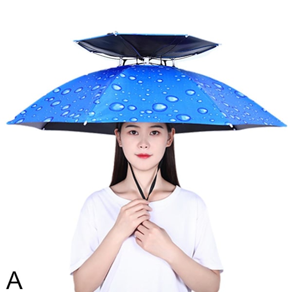 Paraplyhatt Hopfällbar Justerbar Sol Regn Keps UPF 50+ UV-skydd Camo double-deck