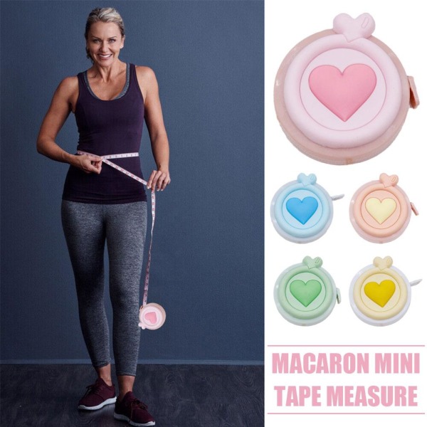 Macaron Mini måttband Infällbar söt tecknad mått T green 1pcs