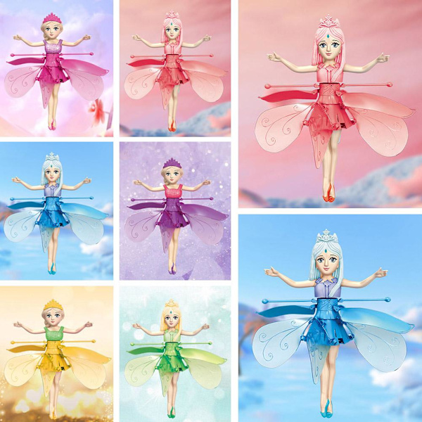 Tecknad prinsessa Induktiv flygande docka Gest Sensing Flytande pink one-size