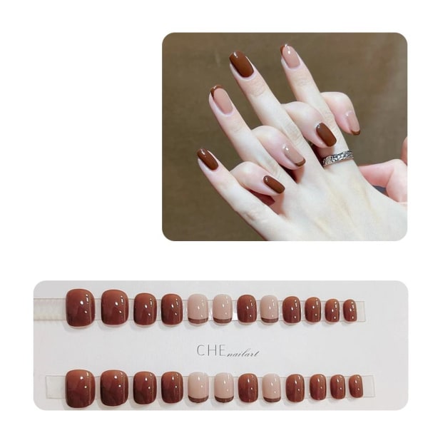 Franskt stil 24-delars set med långa konstgjorda naglar för vacker nagelvård A758  one-size