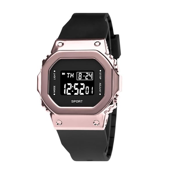 Metall Liten Fyrkantig Multifunktionell Sportklocka Trendig Mode C Gold White One size