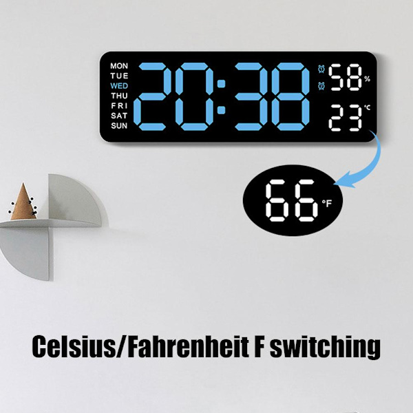 Med kalenderdatum Temperatur LED Stor Display USB Digital Väggklocka R9 White shell rose red light 1pcs