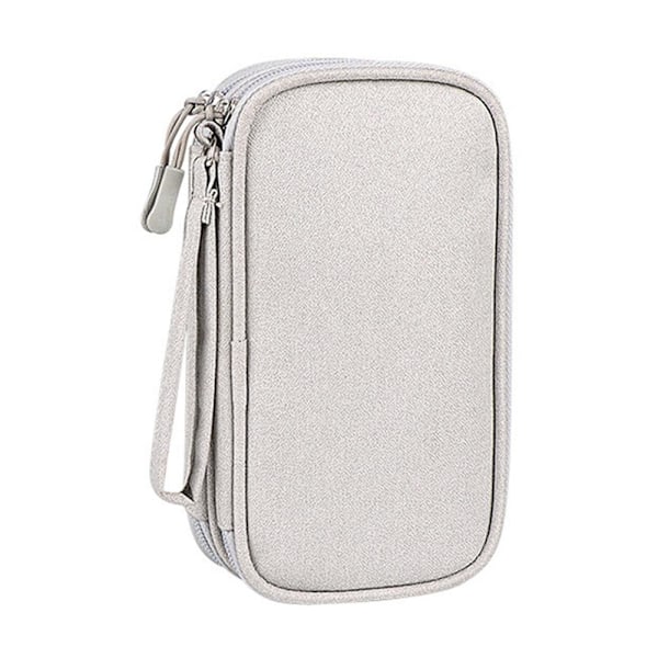 Reseförvaringsväska Elektronisk Tillbehörsladdare USB-enhet Organi Light Gray double layer